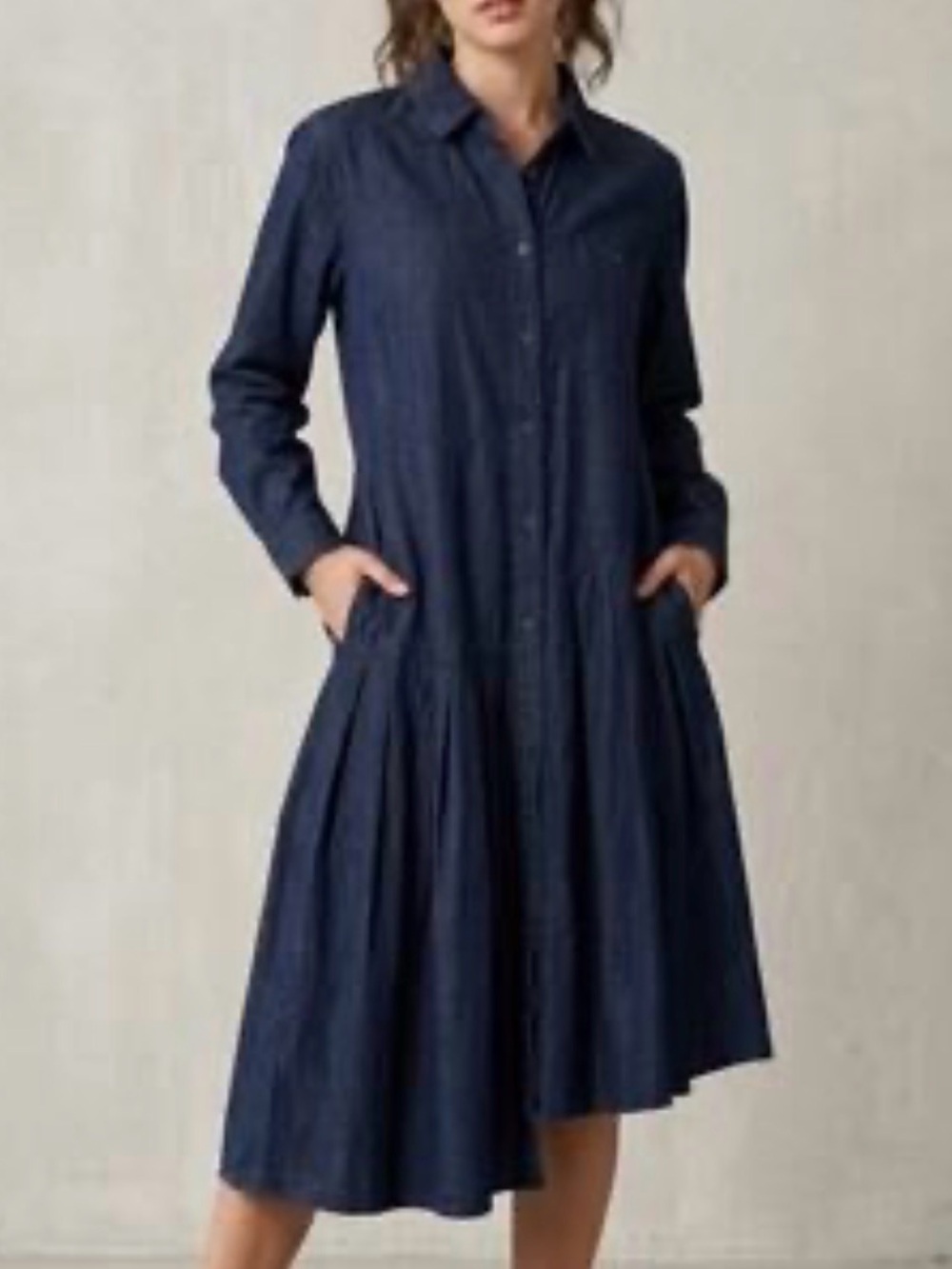 JW ANDERSON Uniqlo Denim Blue Button-Front Drop-Waist Dress